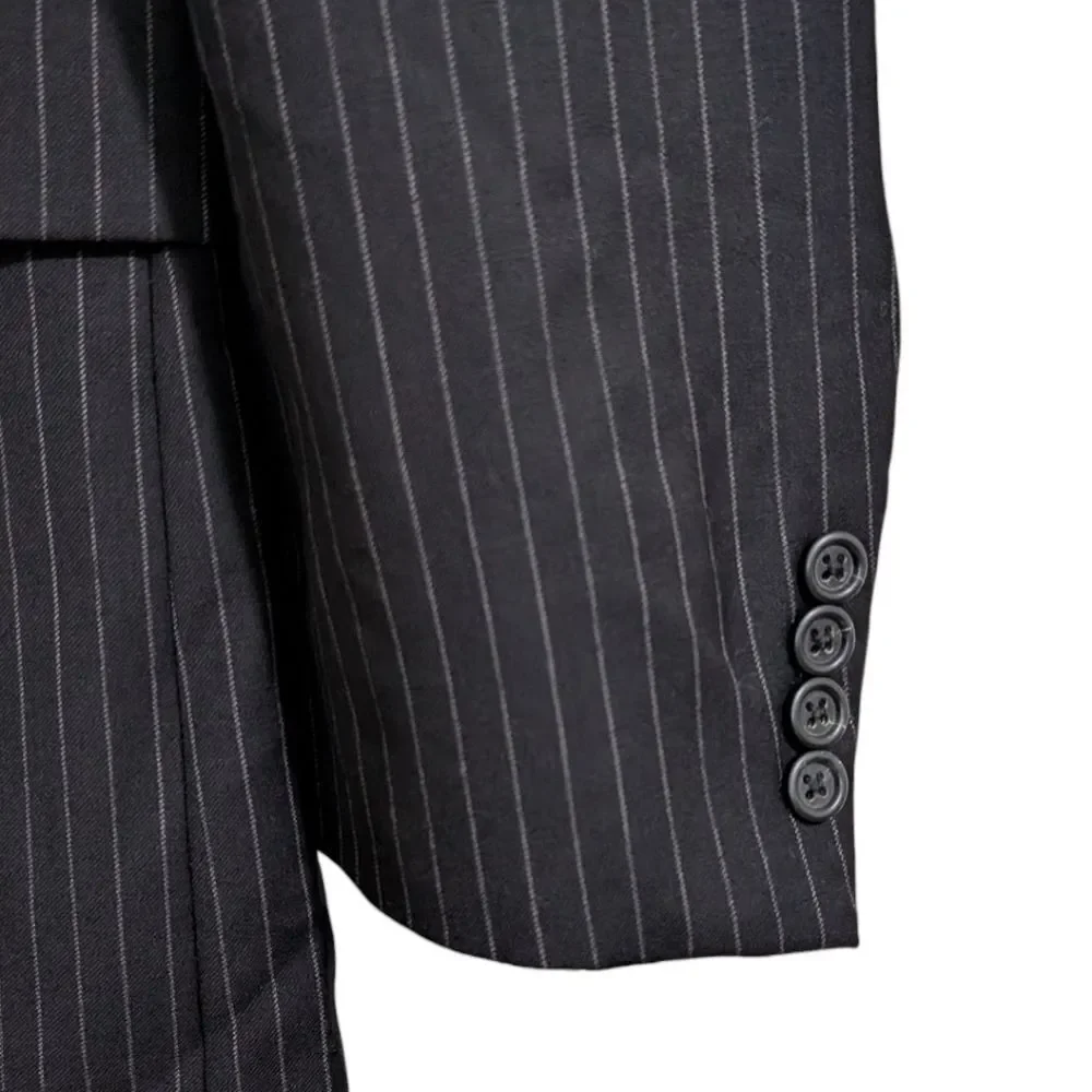 Burberry London Nordstrom Pinstripe Wool Suit Jacket Blazer Black 44L